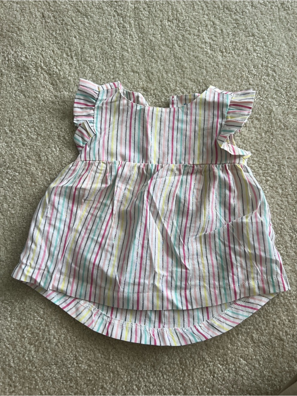 Lightning Bug Girls' Striped Ruffle-Sleeve Top - 18M